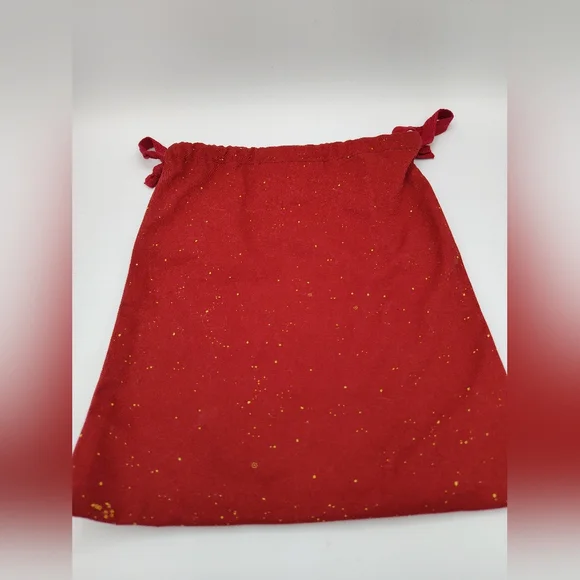 Dior Red Gold Holiday Drawstring Dust Bag Large Luxury Gift Pouch Holiday - Picture 2 of 5